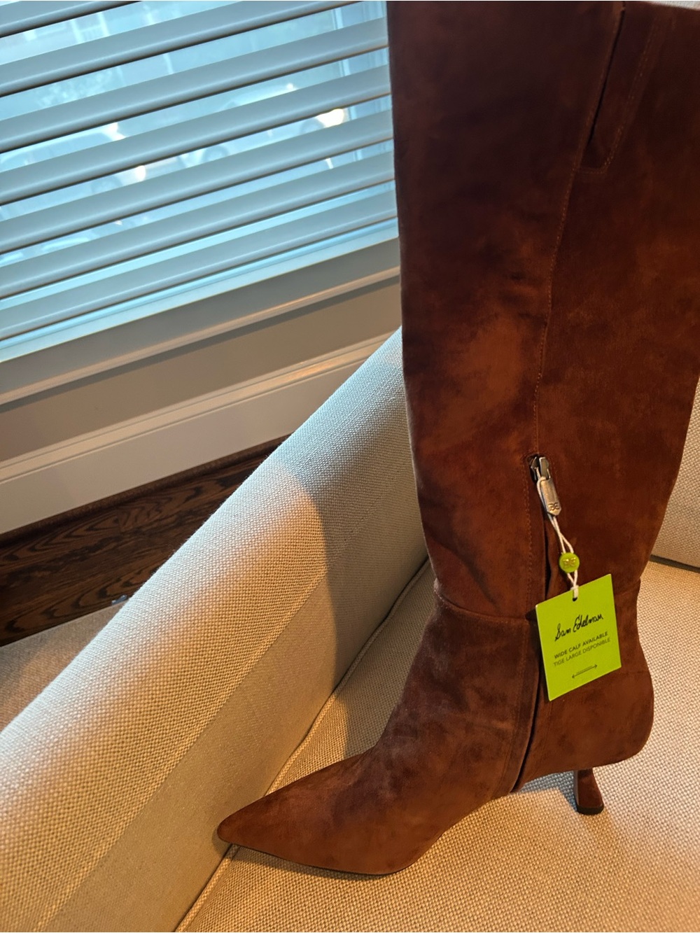 Sam Edelman Chestnut Suede Knee-High Pointed Toe Boots
